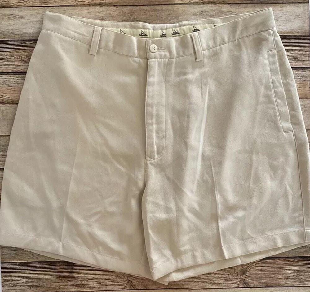 Bobby Chan Mens Size 36 Beige Pleated Casual Golf Shorts